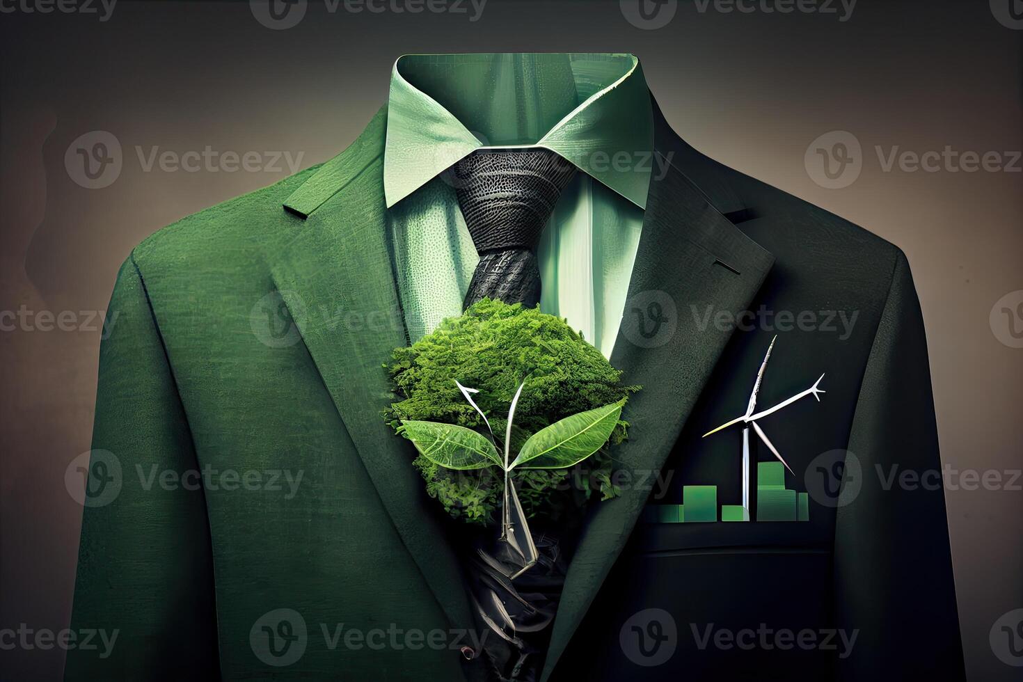 verde traje de innovador verde tecnologías, inteligente sistemas, y reciclaje para ambiental sostenibilidad. generativo ai. foto