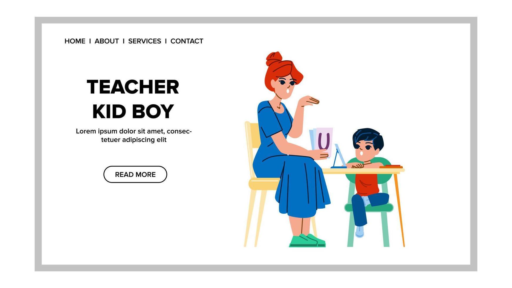 teacher kid boy vector