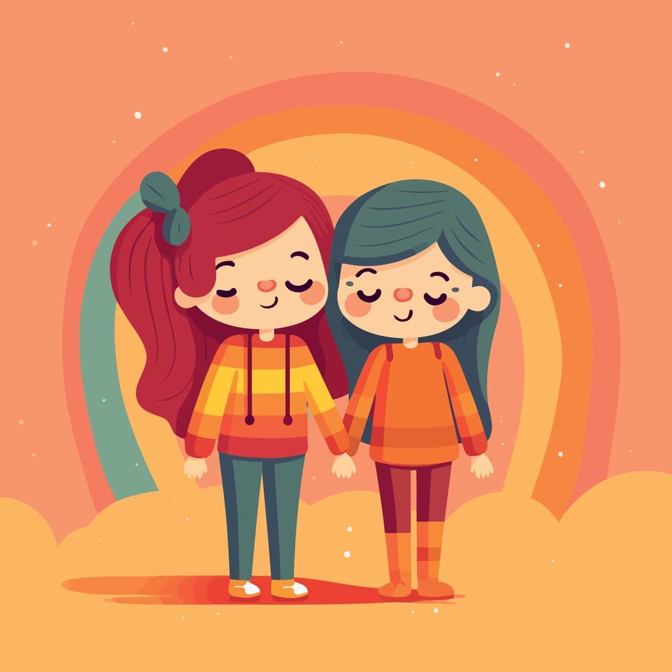 lgbt orgullo día y mes lesbiana mujer Pareja vector