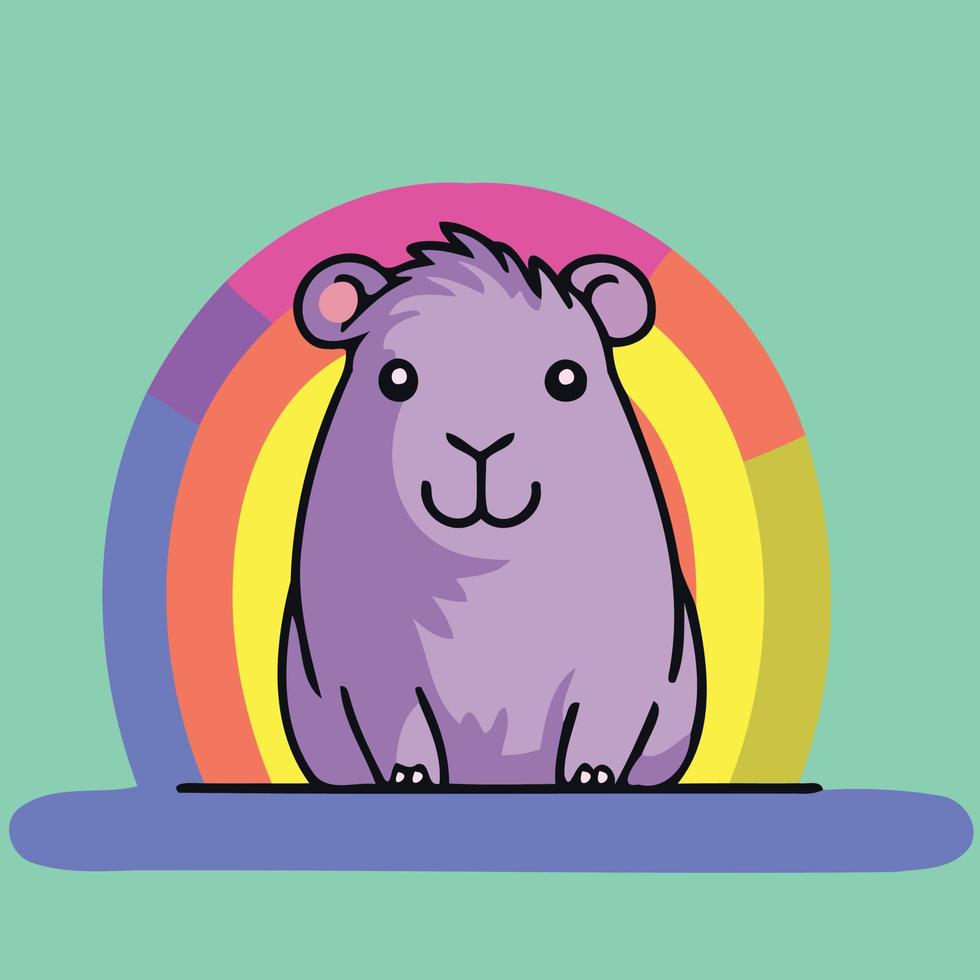 lgbt pride day and month capybara with rainbow vector