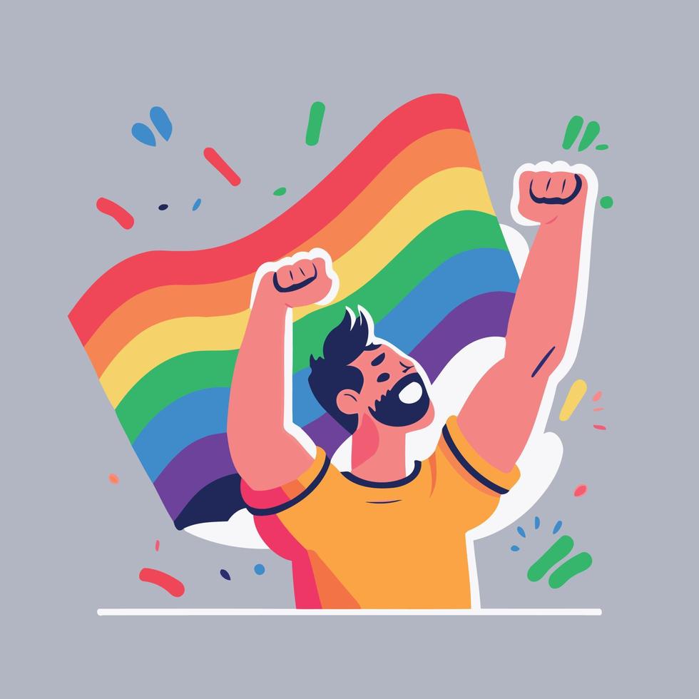 man lgbt pride day and month with rainbow colors vector