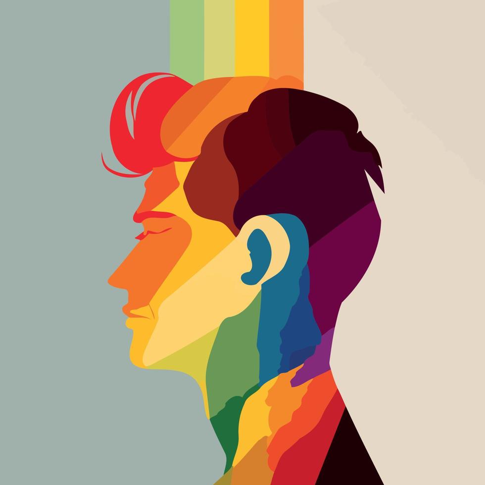 man lgbt pride day and month with rainbow colors vector