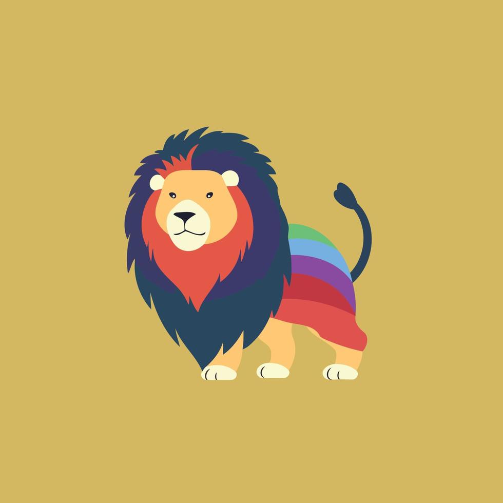 lion lgbt pride day and month with rainbow vector