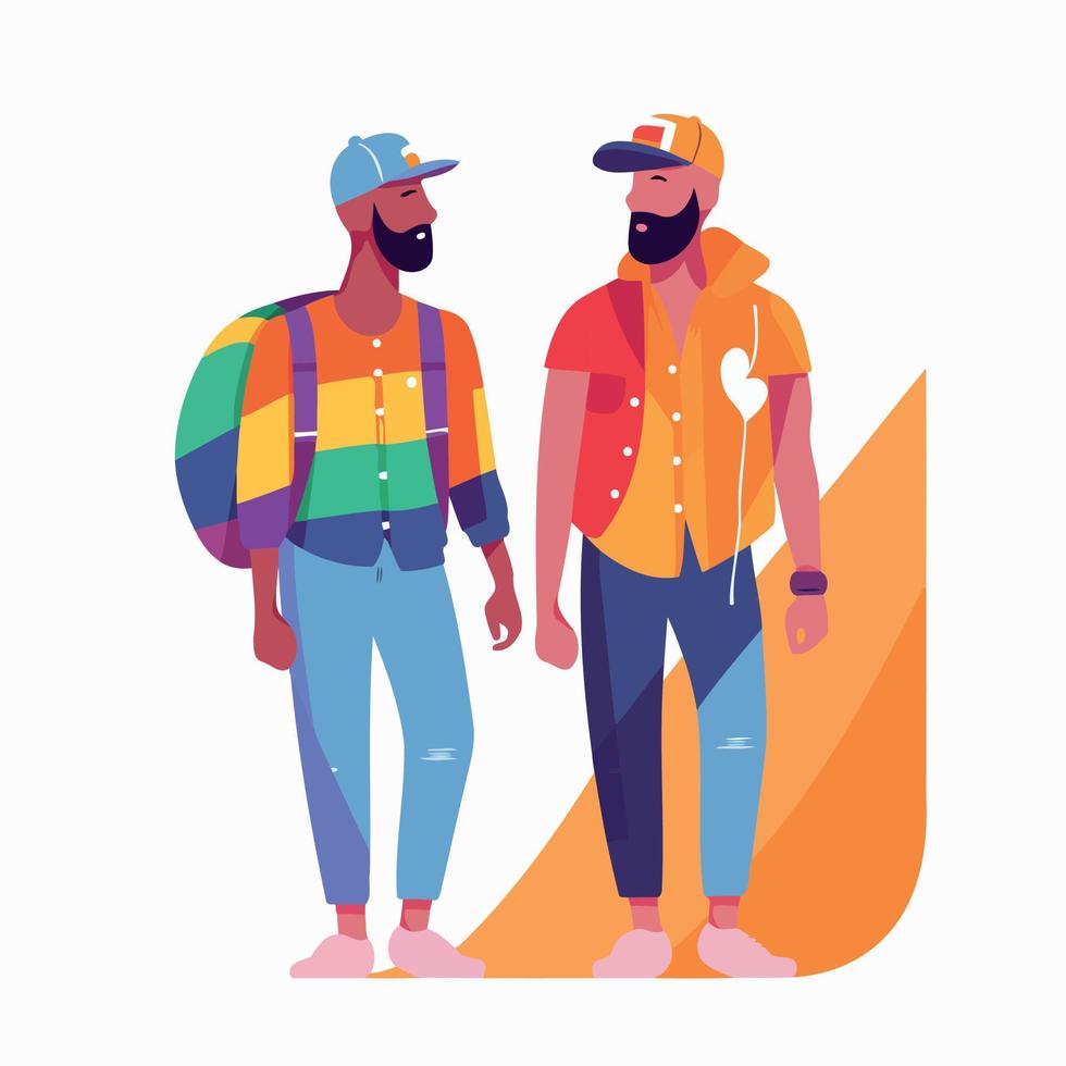 lgbt orgullo día y mes gay hombres Pareja vector