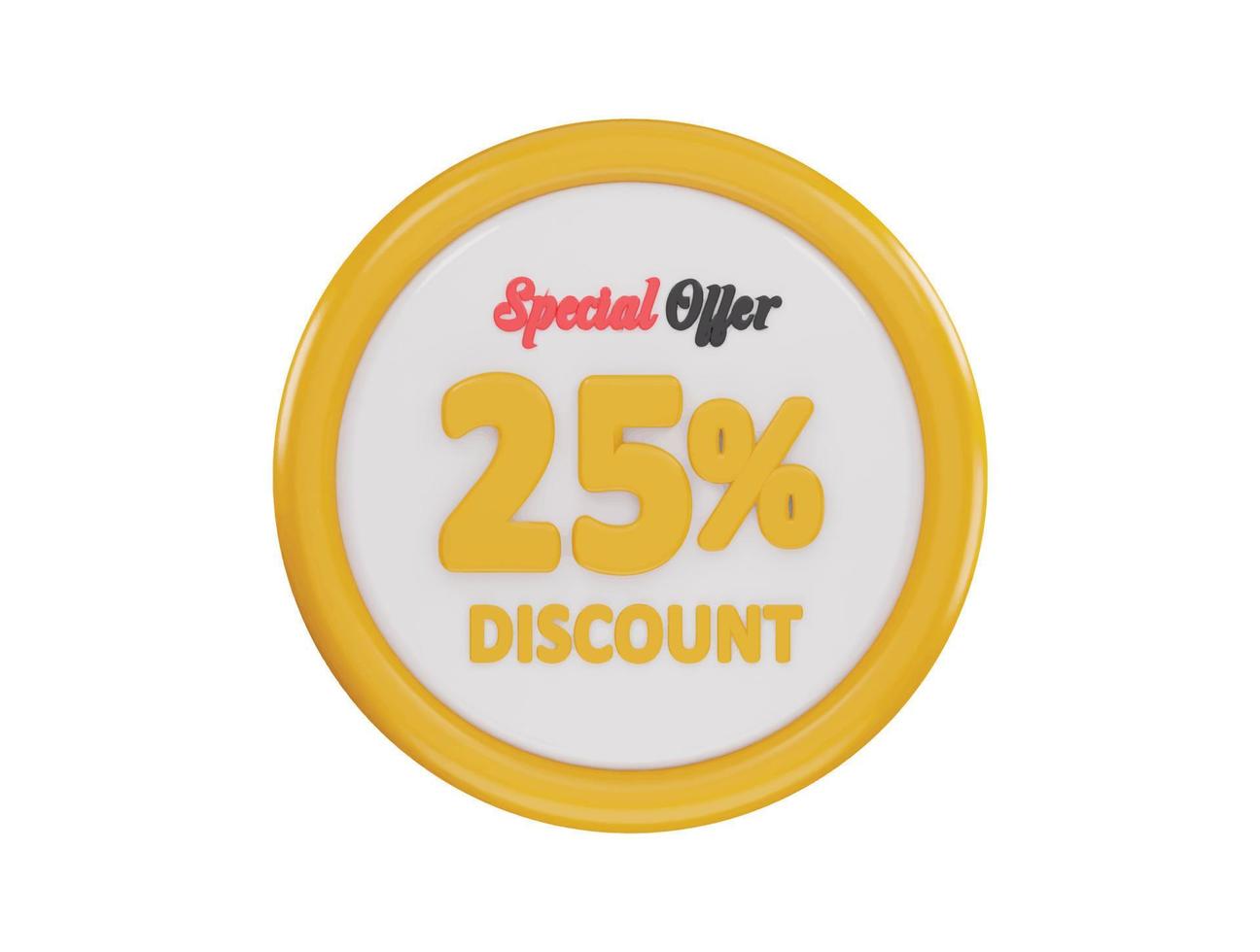 25 percent discount special offer icon 3d rendering vector illustration