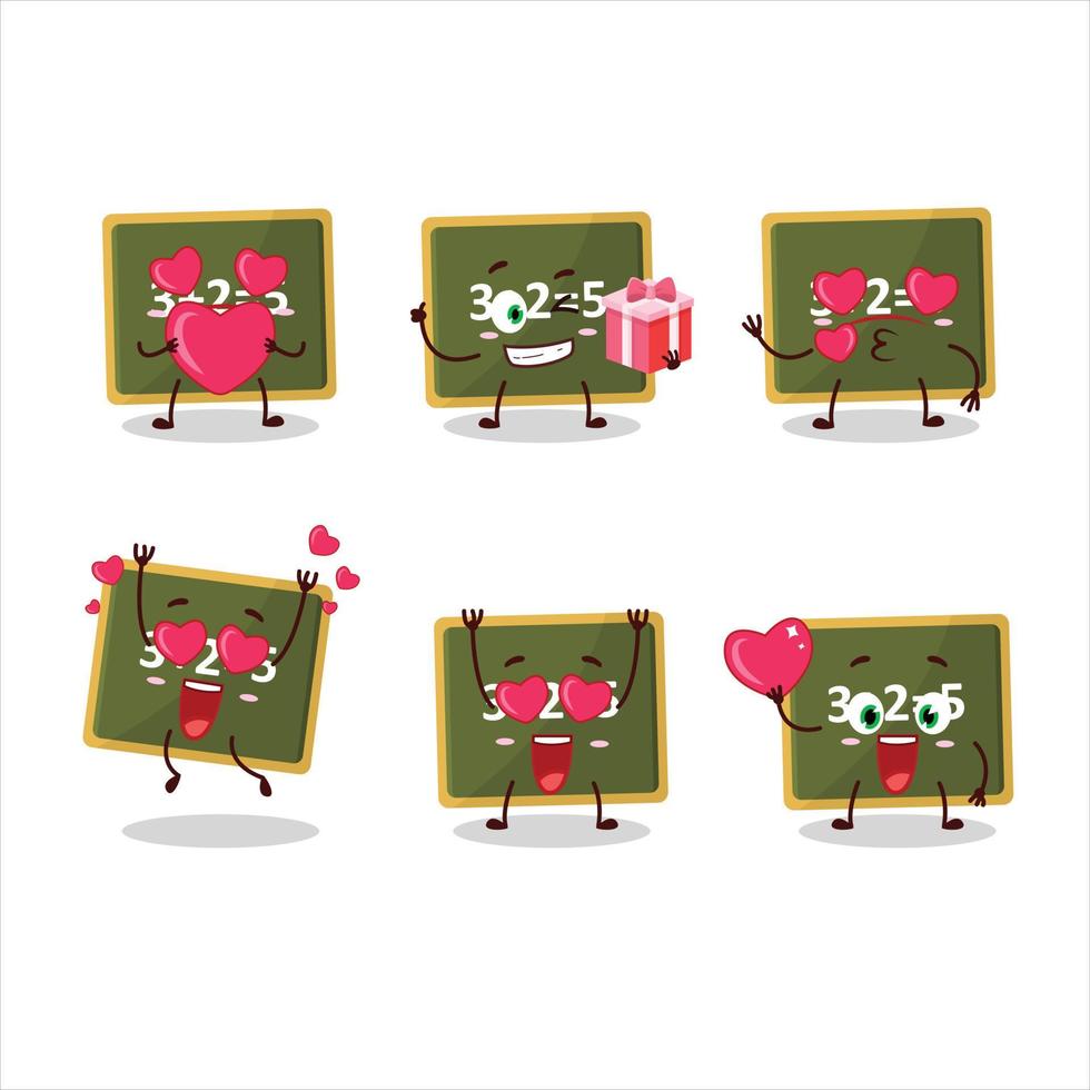 Chalk board cartoon character with love cute emoticon vector