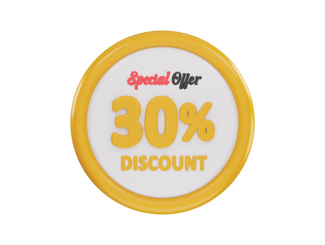 30 percent discount special offer icon 3d rendering vector illustration