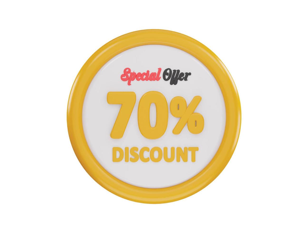 70 percent discount special offer icon 3d rendering vector illustration
