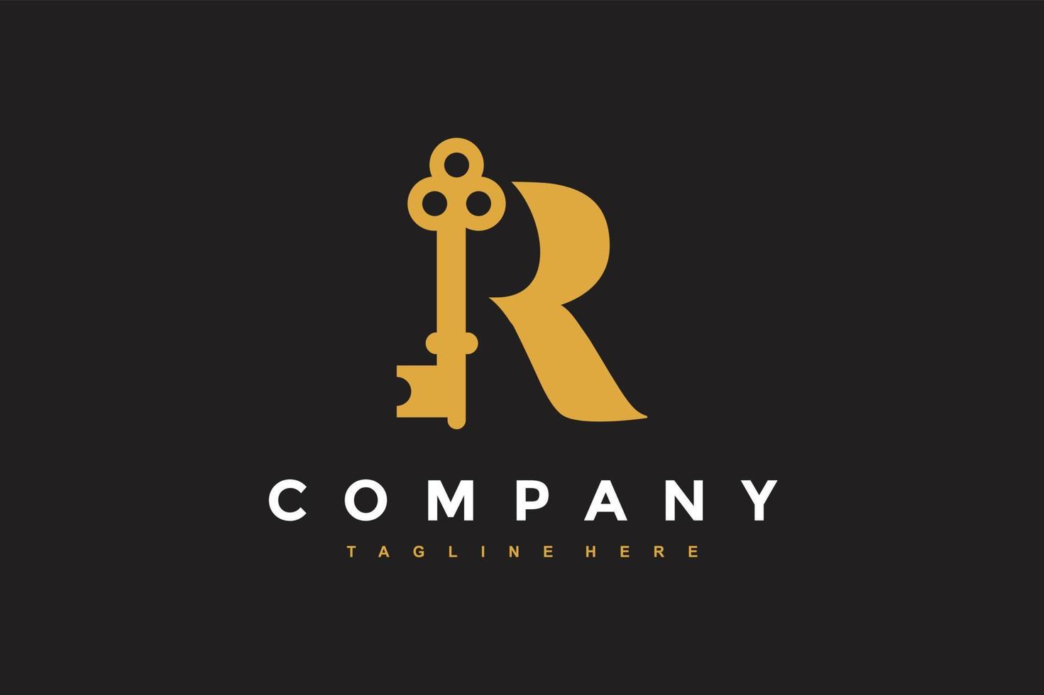 classic lock letter R logo vector