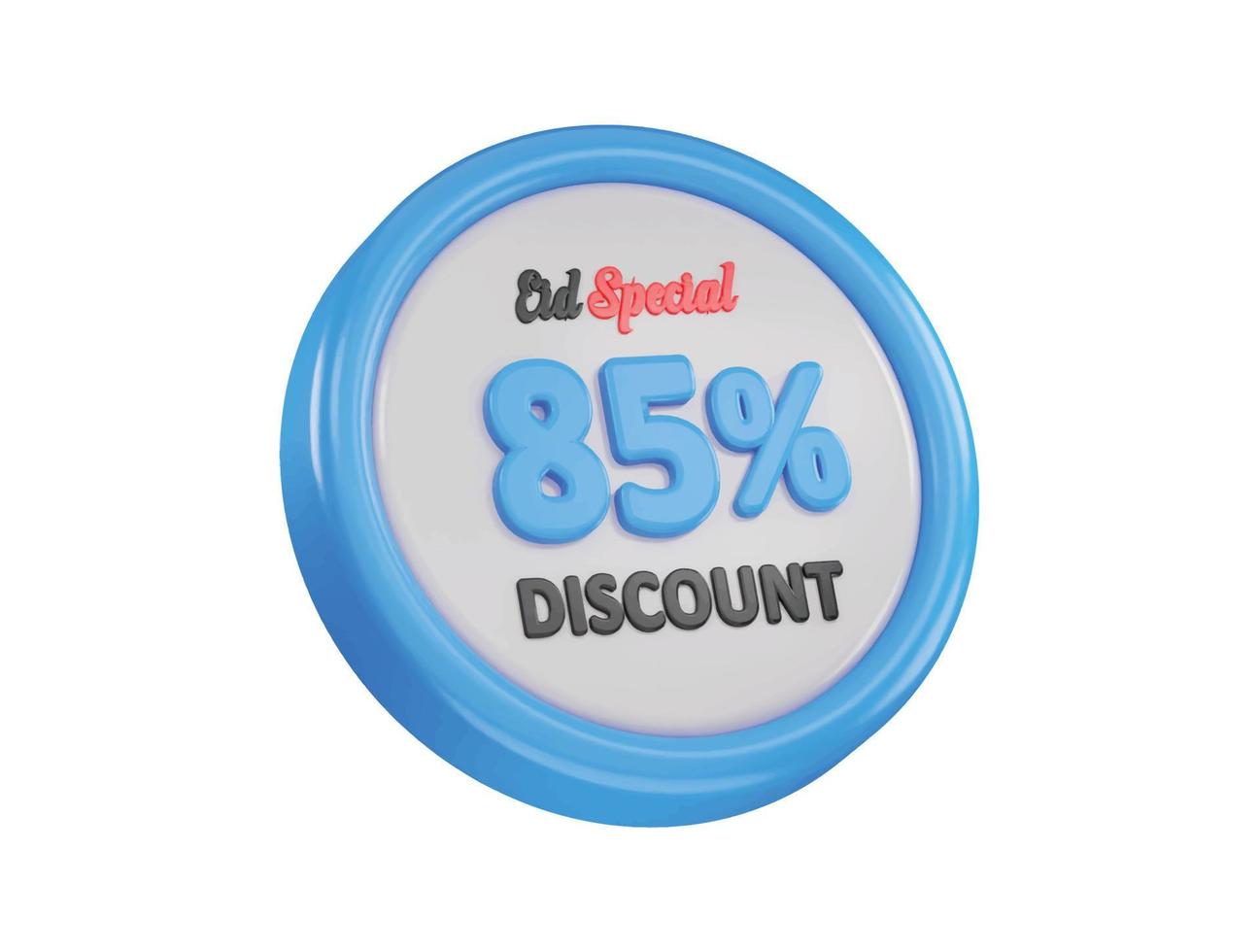 Eid special 85 percent discount offer icon 3d rendering vector illustration