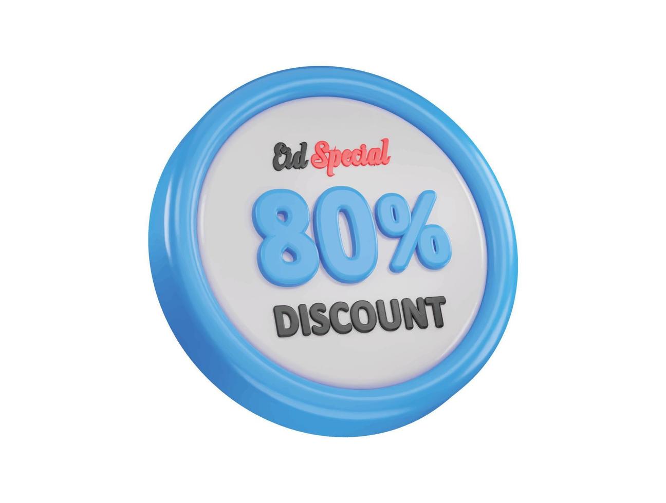 Eid special 80 percent discount offer icon 3d rendering vector illustration