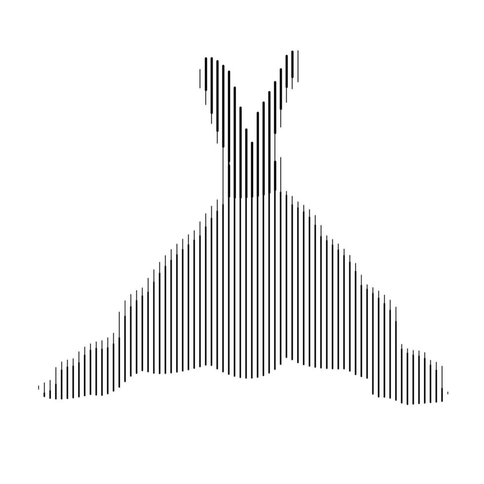 stylized silhouette of a rabbit resting in minimalism vector