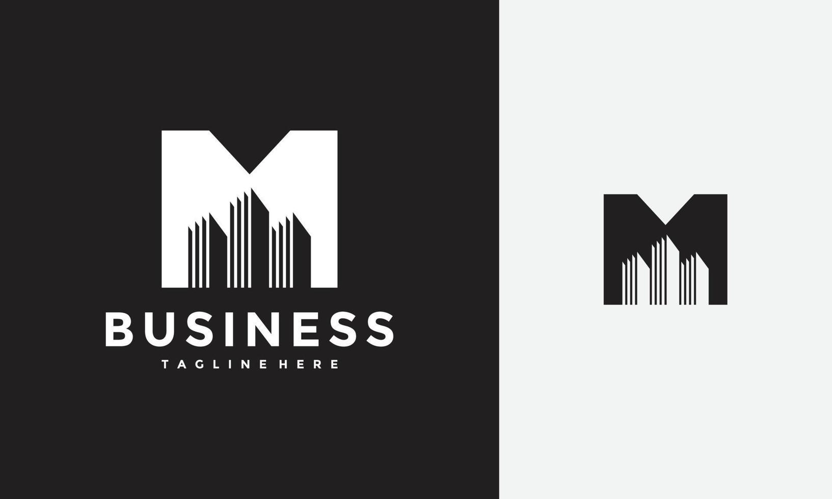 initials M city building logo vector