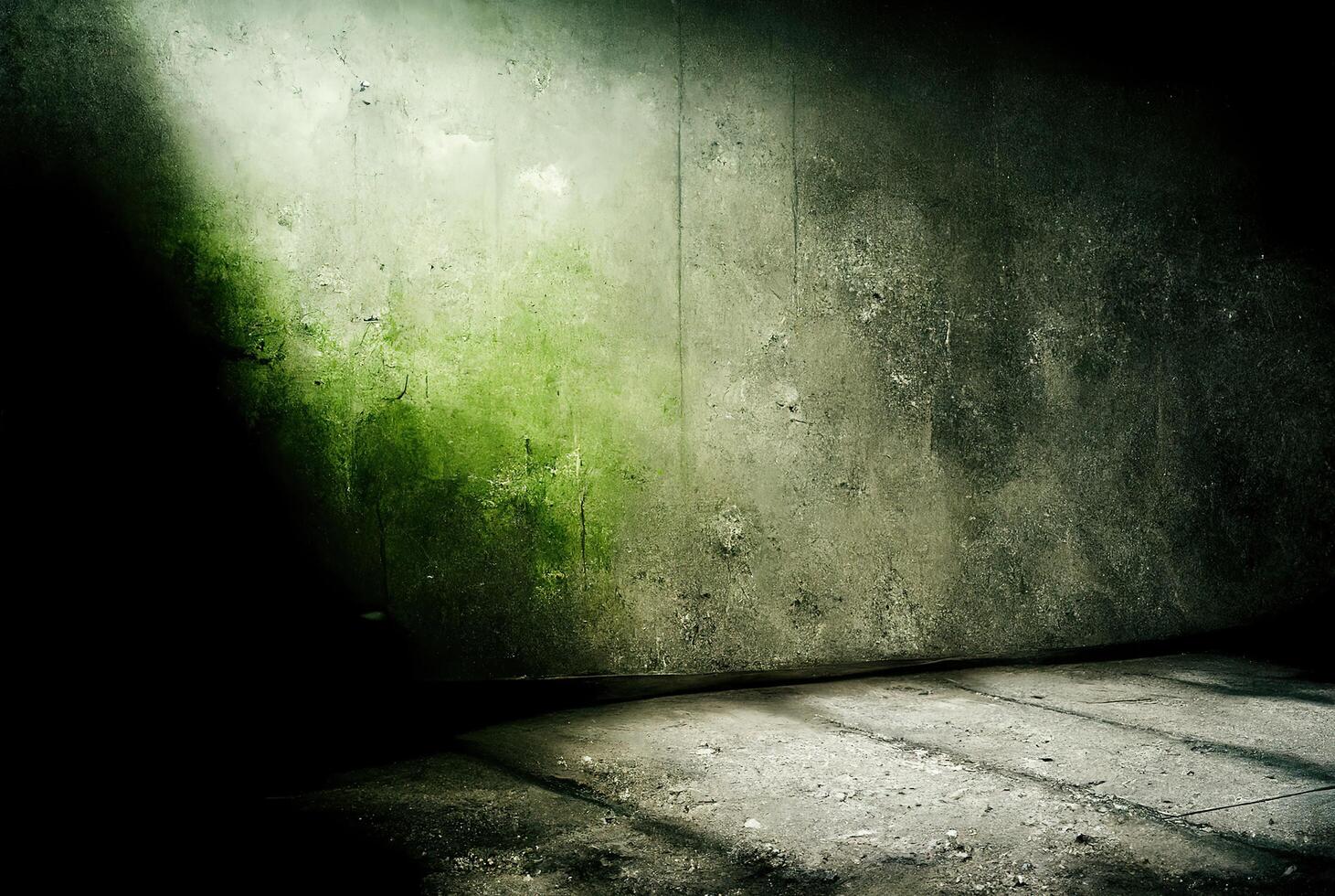 Green and grey grunge rough concrete wall. photo