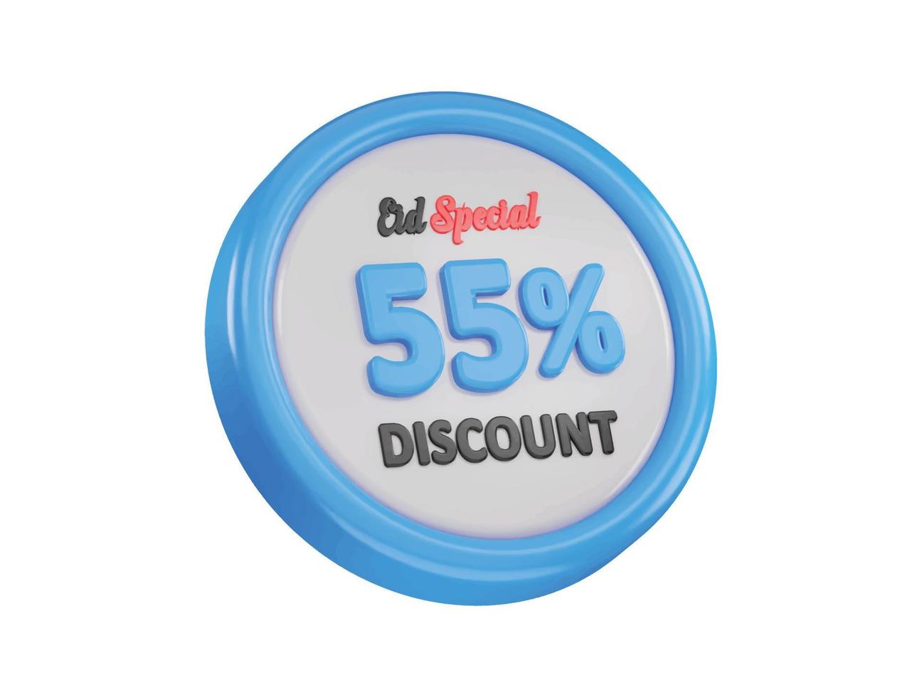 Eid special 55 percent discount offer icon 3d rendering vector illustration