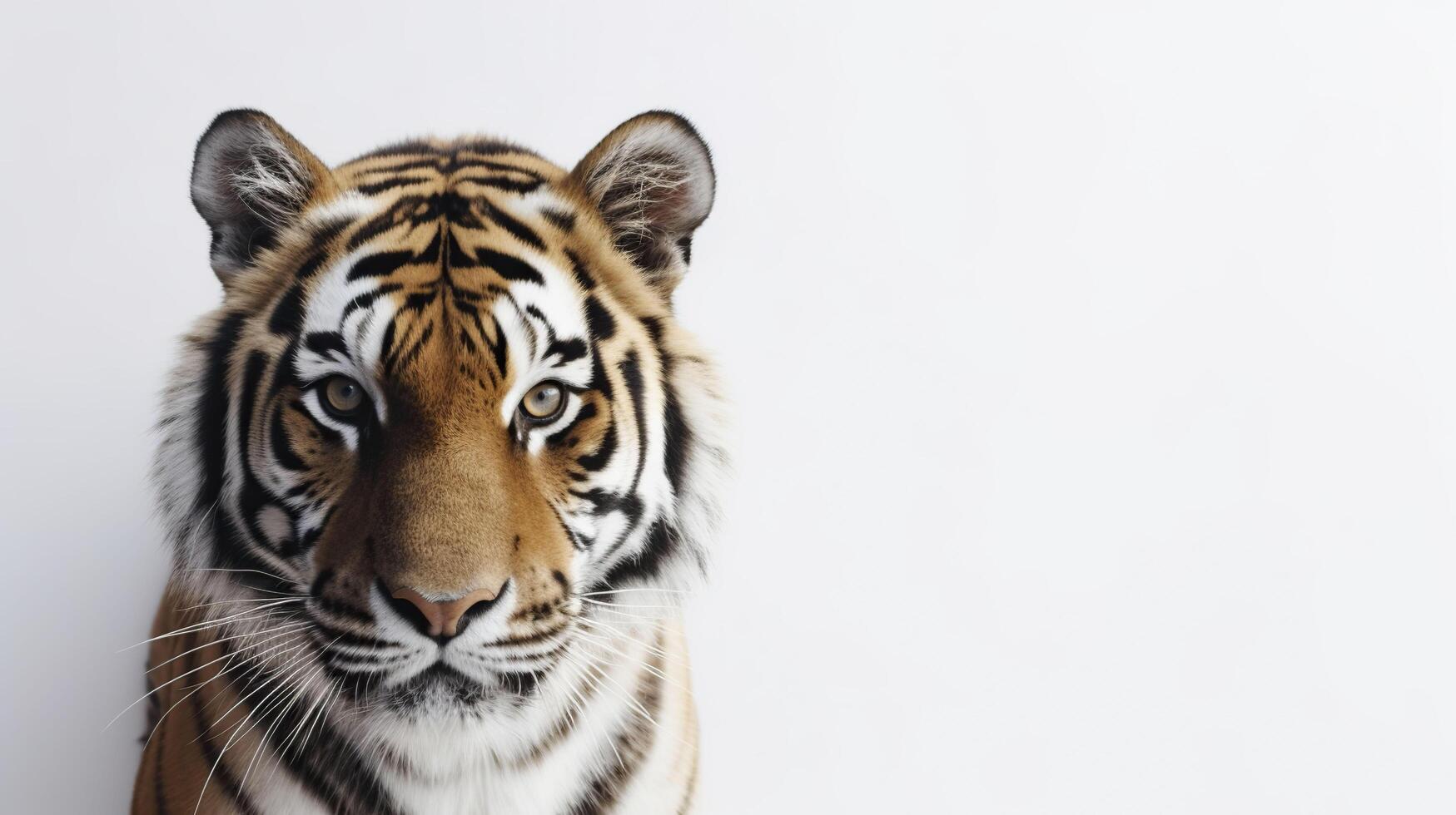 Banner with tiger on a white background. . photo