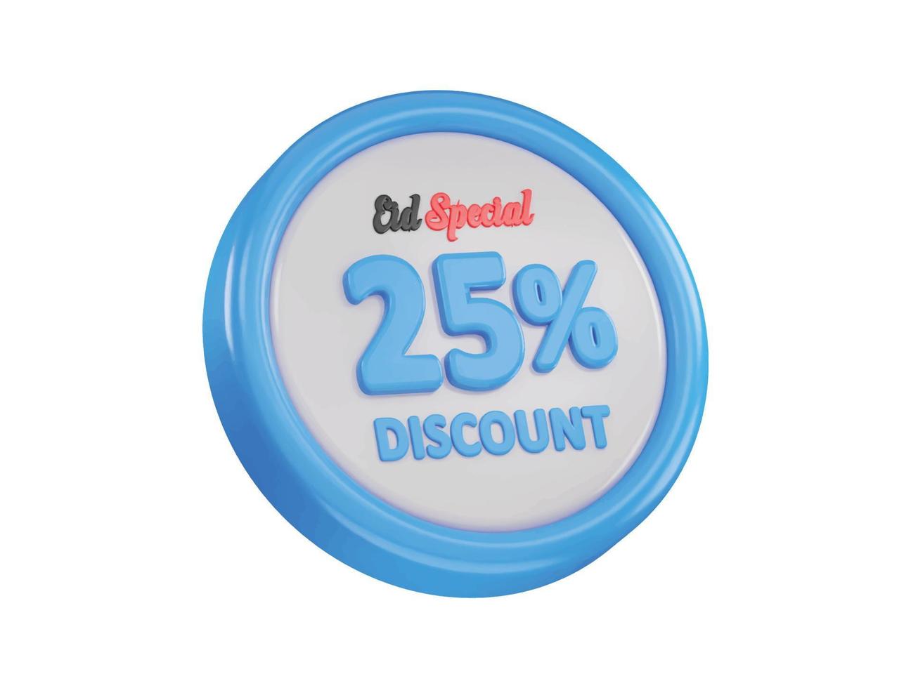 Eid special 25 percent discount offer icon 3d rendering vector illustration