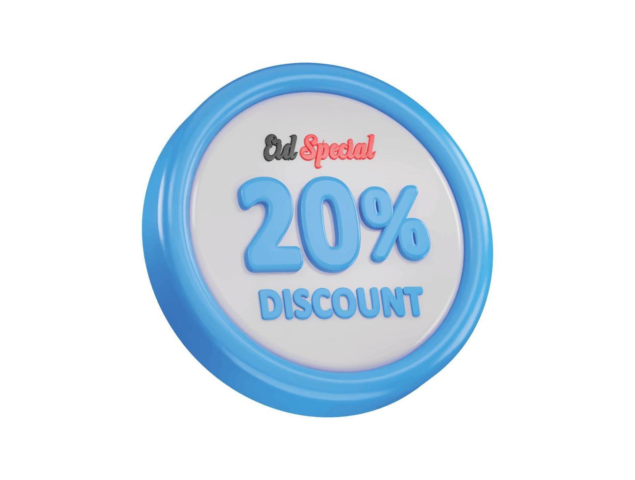 Eid special 20 percent discount offer icon 3d rendering vector illustration