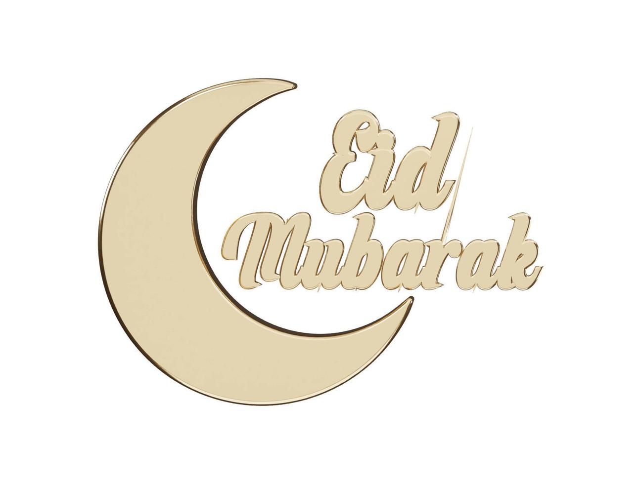 eid mubarak with a crescent moon 3d rendering vector illustration