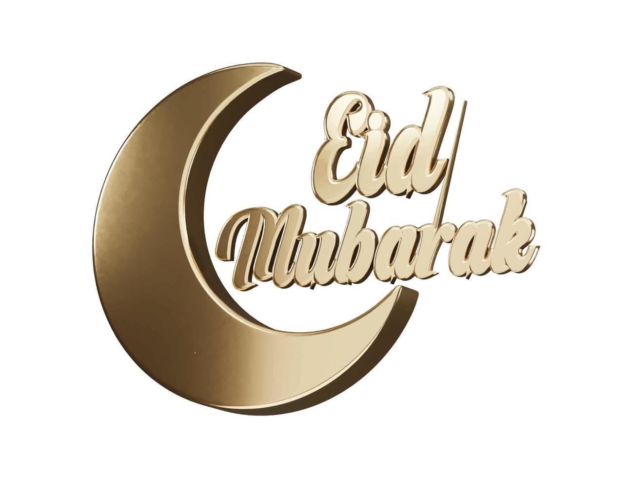 eid Mubarak con un creciente Luna 3d representación vector ilustración