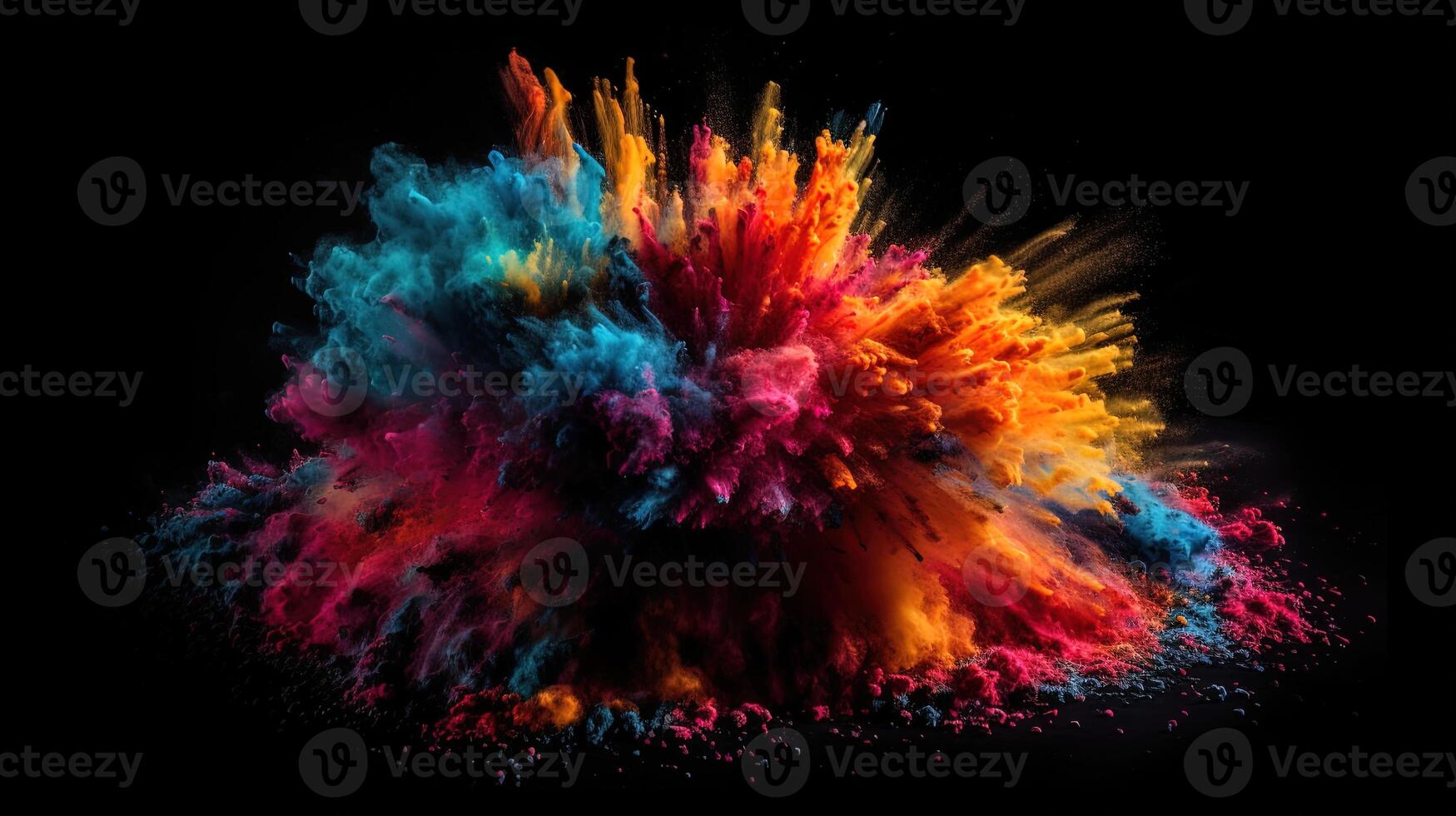 A Colorful Explosion on a Black Background. photo