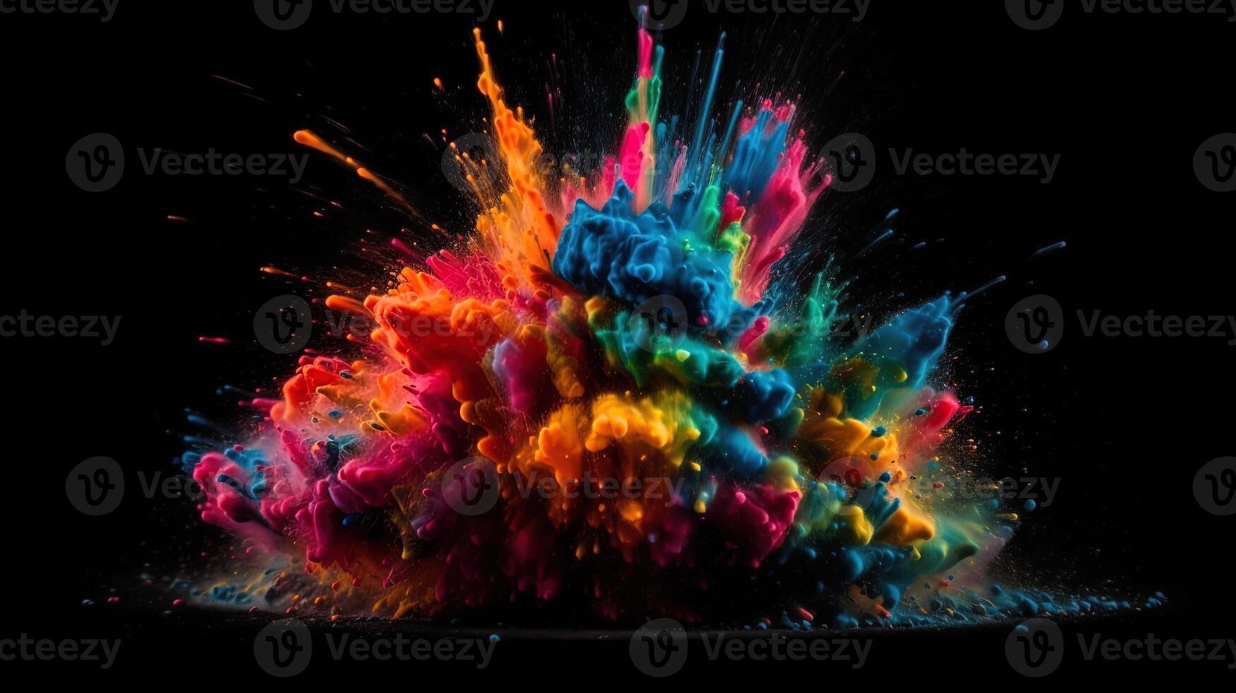 A Colorful Explosion on a Black Background. photo