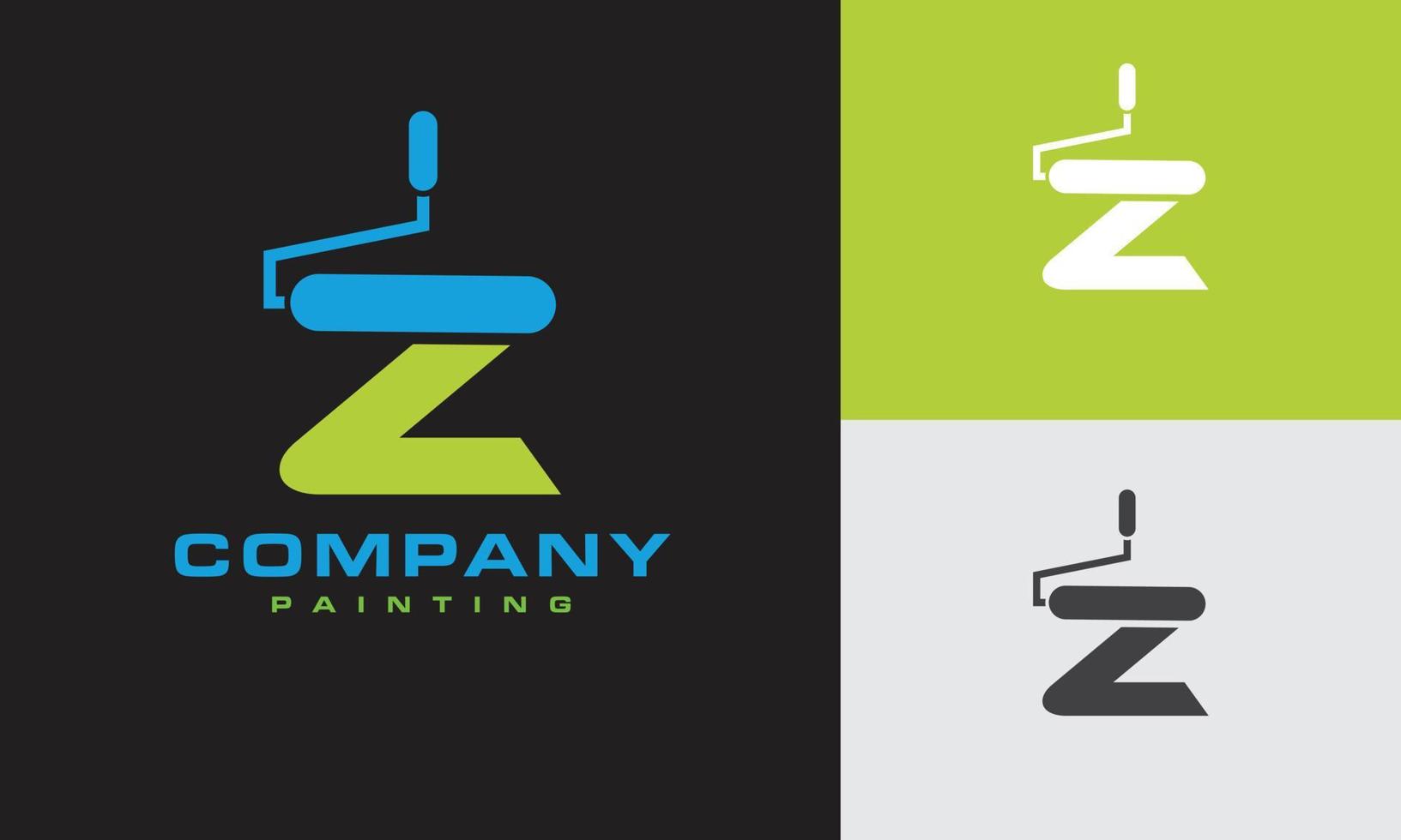 initials Z paint roller logo vector