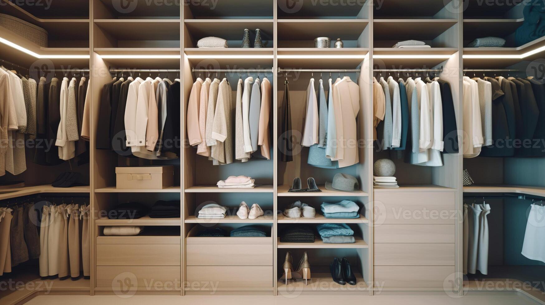 Organized Chaos Inside a Modern Closet. photo