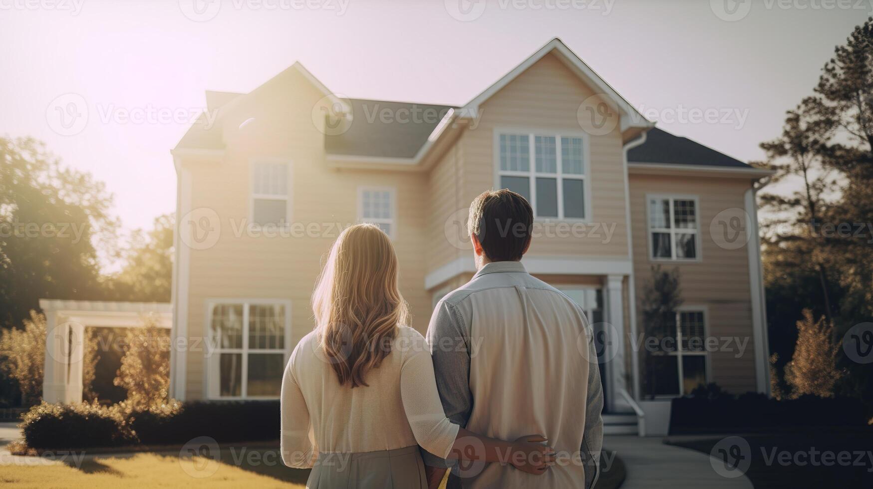 Young Family Looking at Their New Home. photo