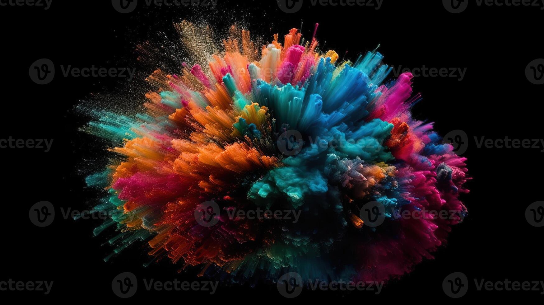 A Colorful Explosion on a Black Background. photo