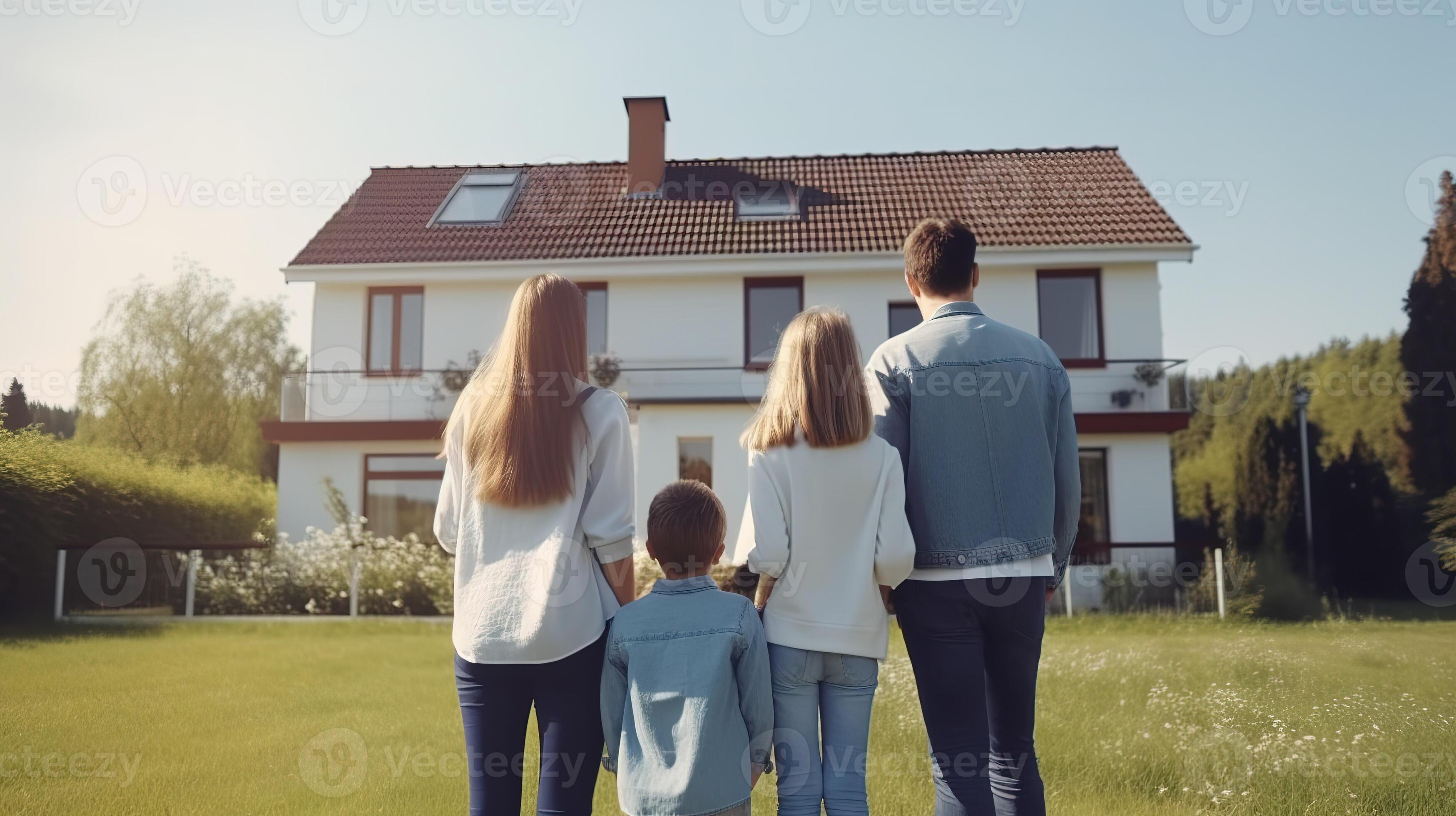 Young Family Looking at Their New Home. 22606798 Stock Photo at Vecteezy