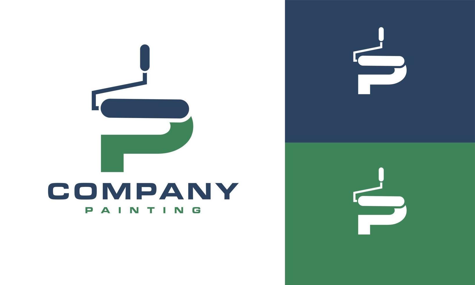 initials P paint roller logo vector