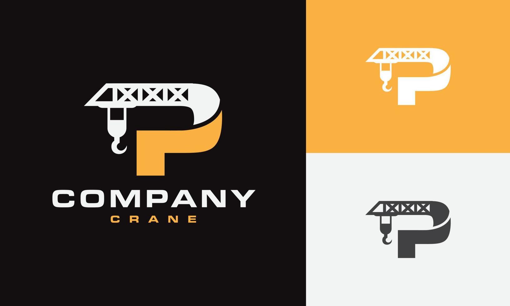 initials P crane logo vector
