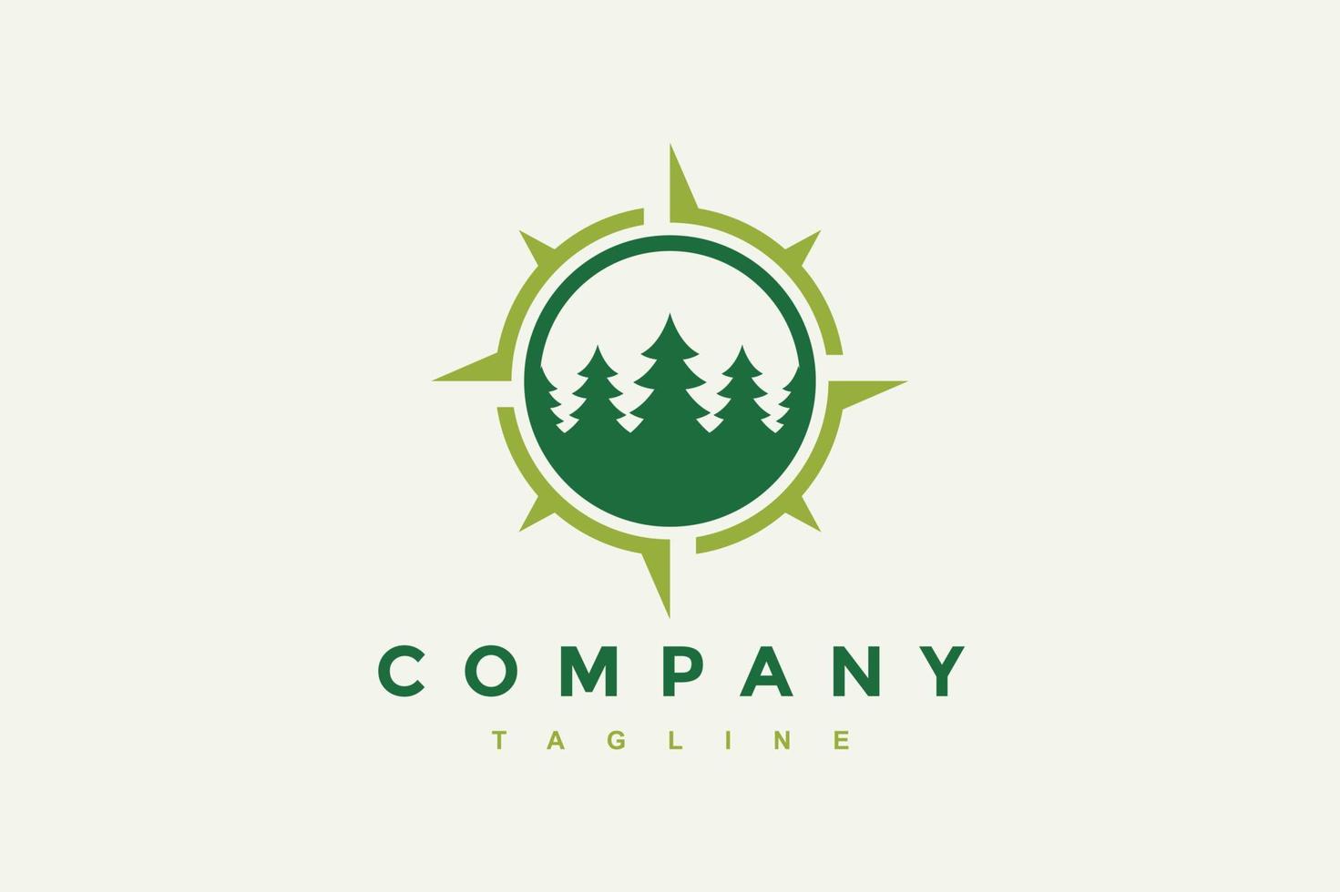 fir tree and compass logo vector