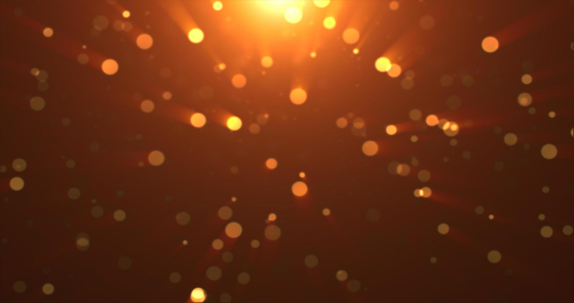Abstract background of yellow orange gold glowing particles and bokeh dots of festive energy magic photo
