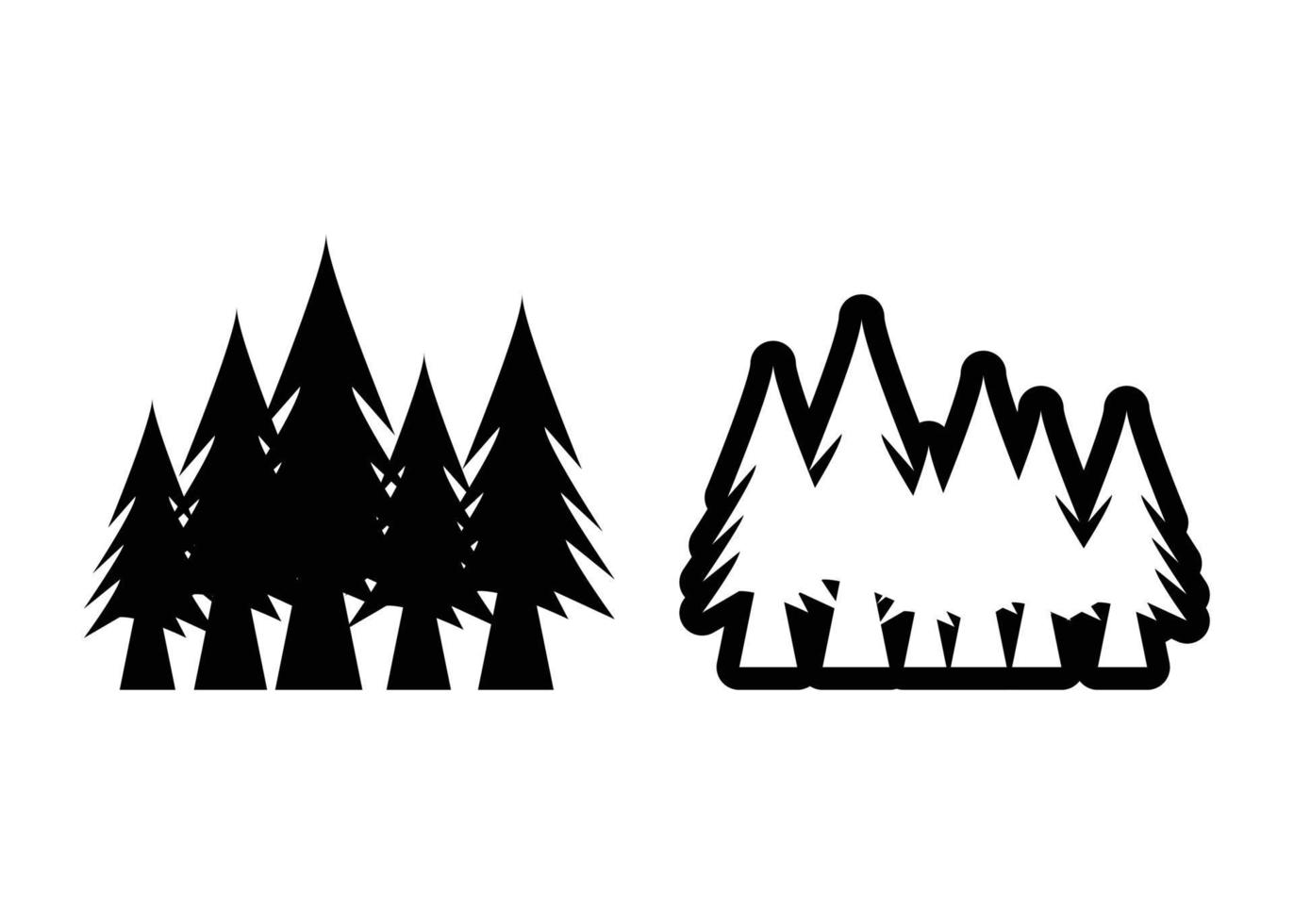 pino árbol bosque silueta aislado diseño vector
