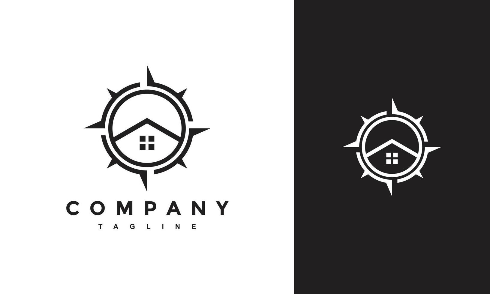 home and compass logo vector