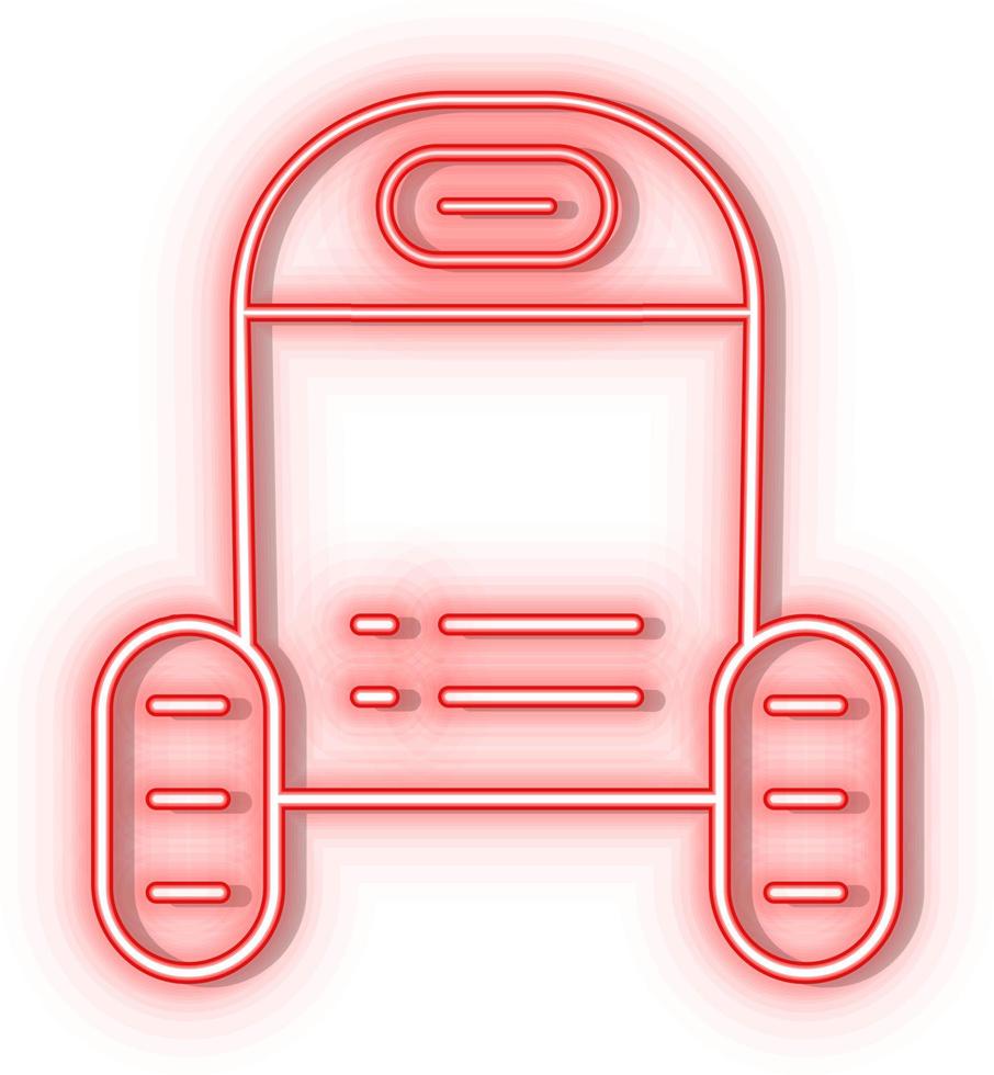 Retro style red neon vector icon robot, car red neon icon.