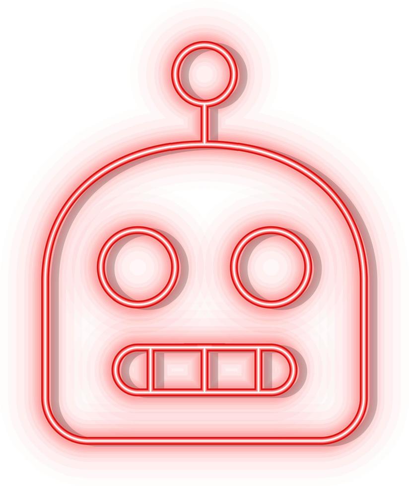 Retro style red neon vector icon robot red neon icon.