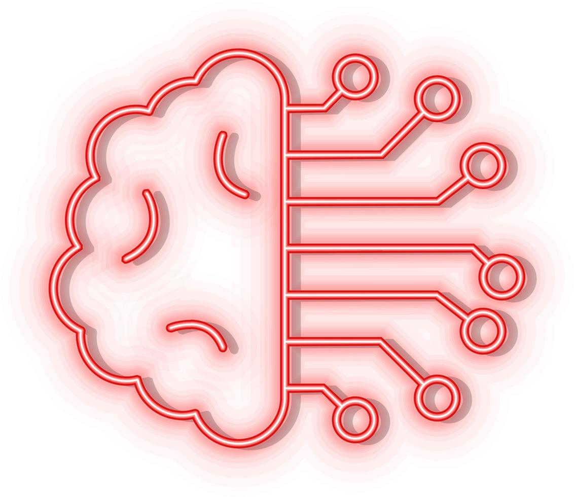 Retro style red neon vector icon intelligence, brain red neon icon.