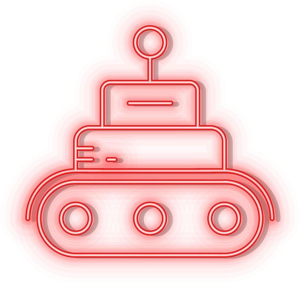 Retro style red neon vector icon robot, tech, car red neon icon.