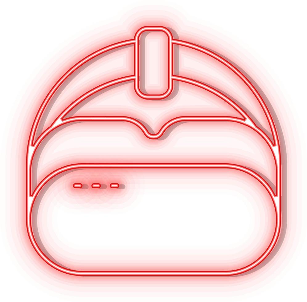 Retro style red neon vector icon VR, hat red neon icon.