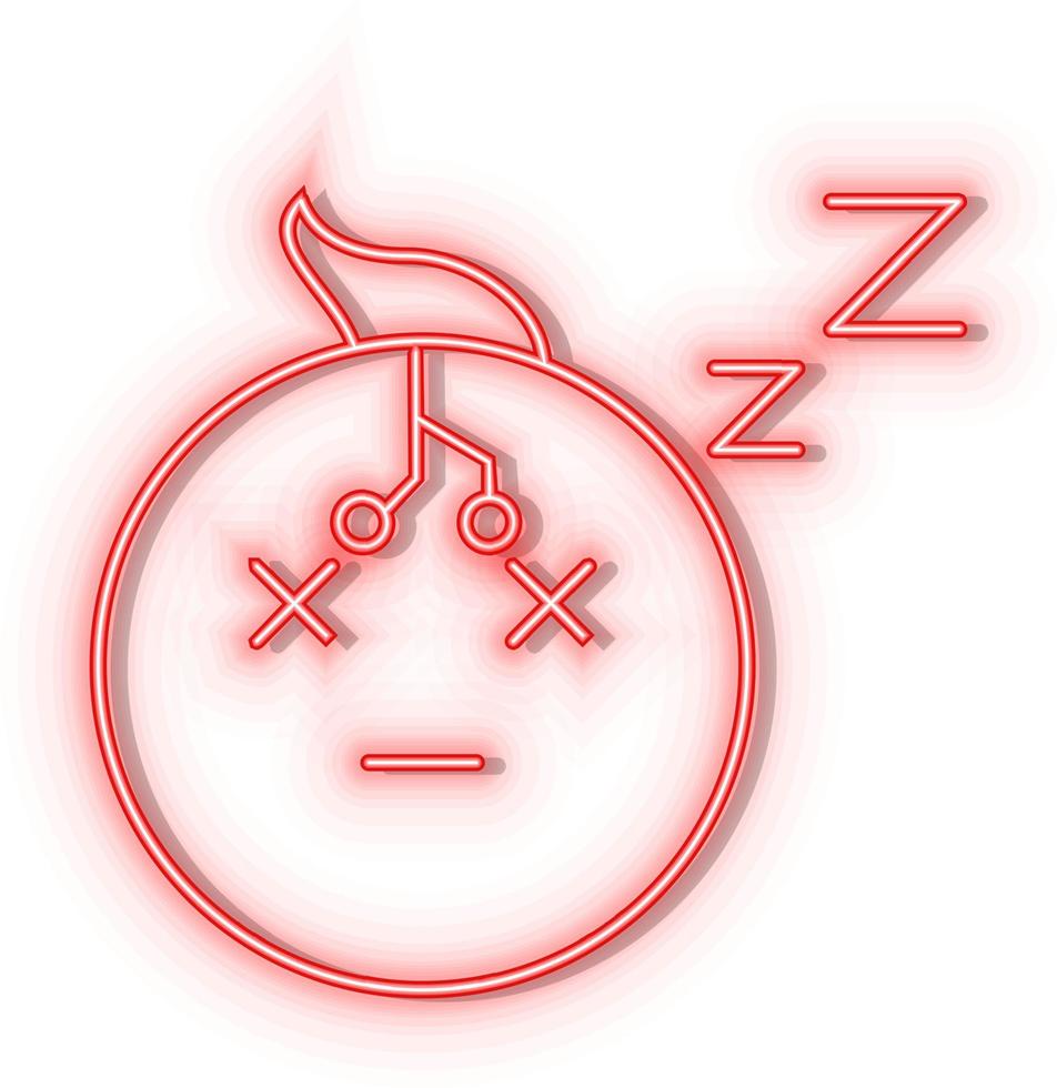 Retro style red neon vector icon intelligence, snooze, robot red neon icon.