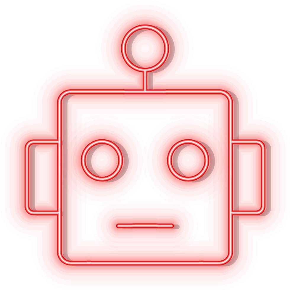 Retro style red neon vector icon smart, robot red neon icon.