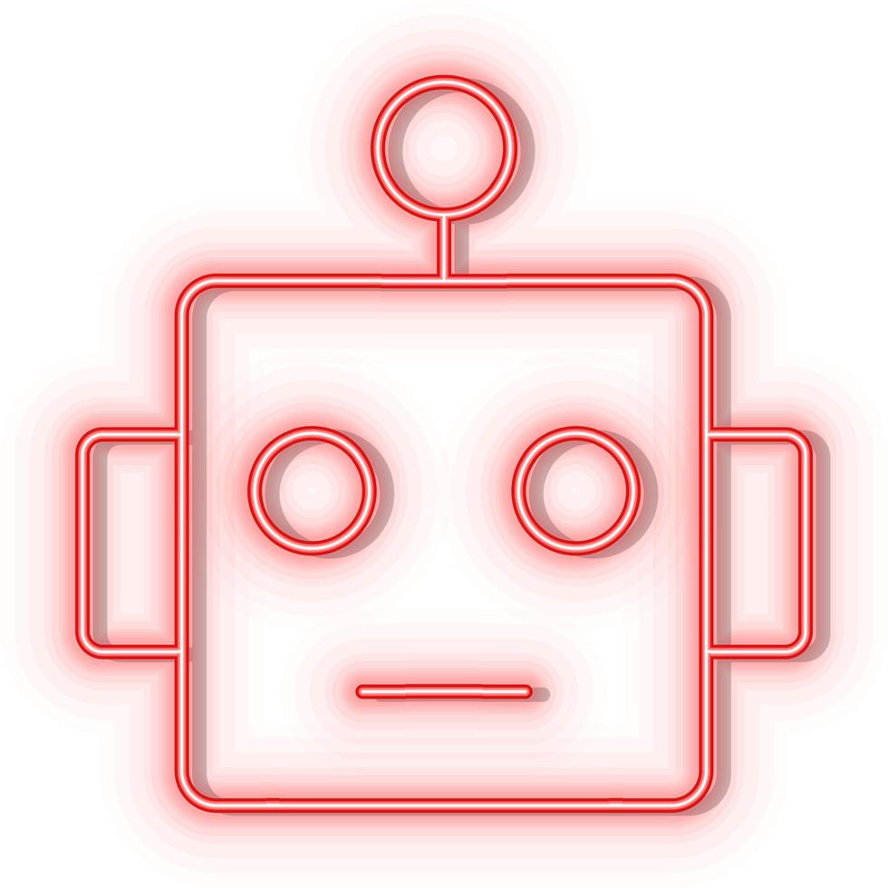 Retro style red neon vector icon smart, robot red neon icon.