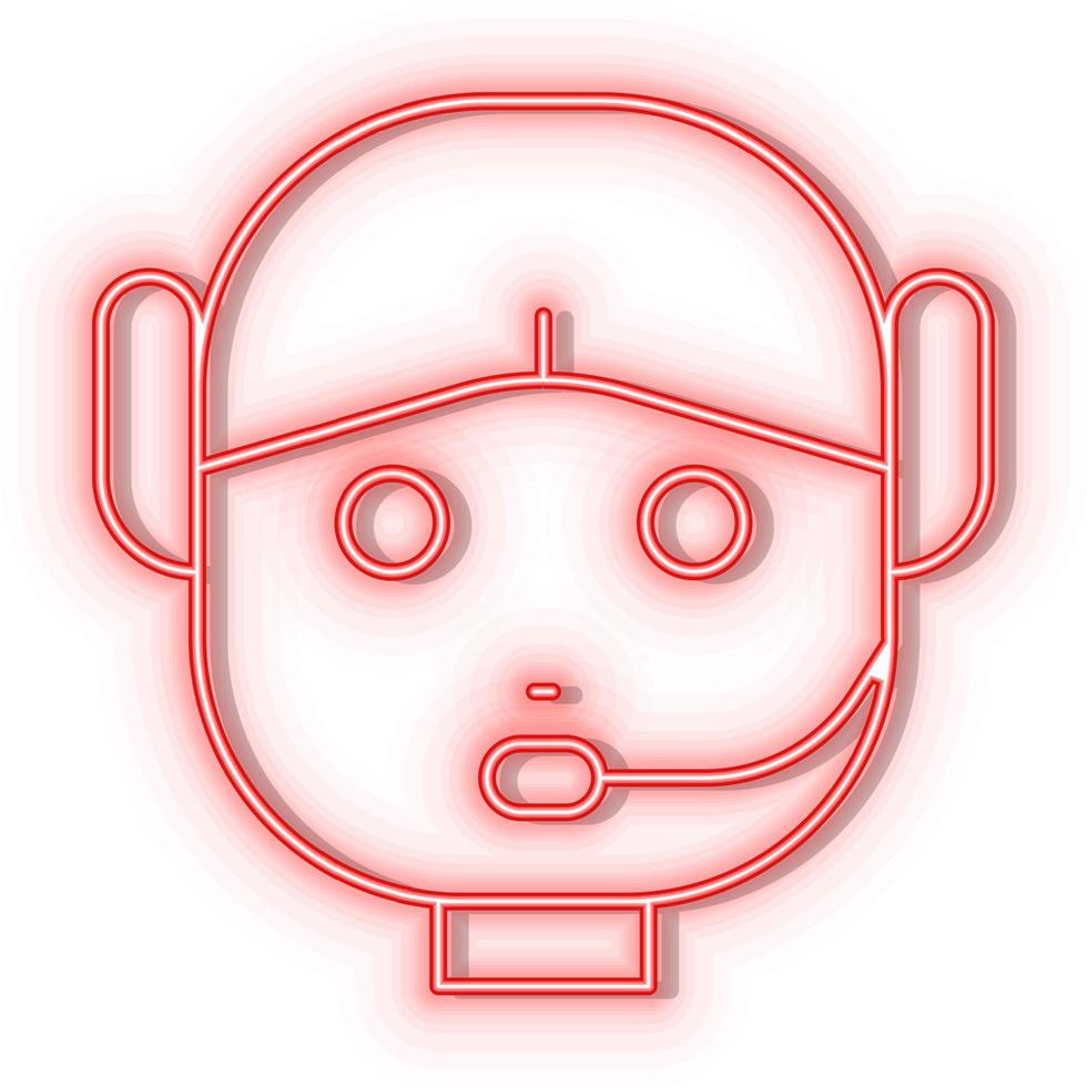 retro estilo rojo neón vector icono cliente, servicio, robot rojo neón icono.