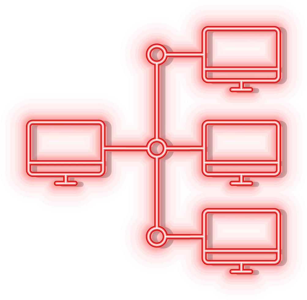 Retro style red neon vector icon servers, computers red neon icon.