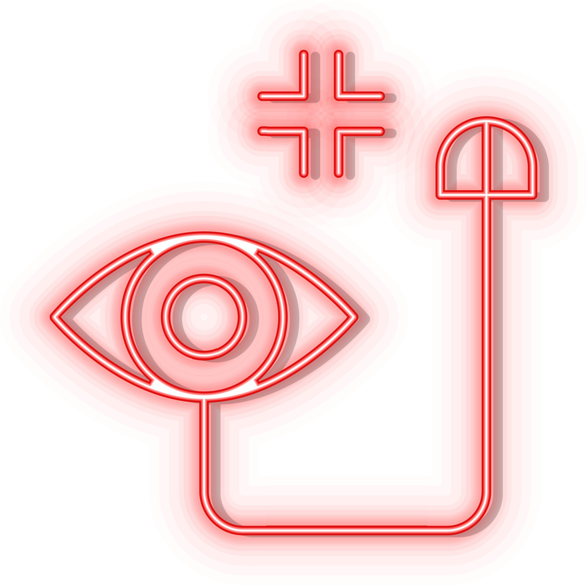 Retro style red neon vector icon click, tech, smart red neon