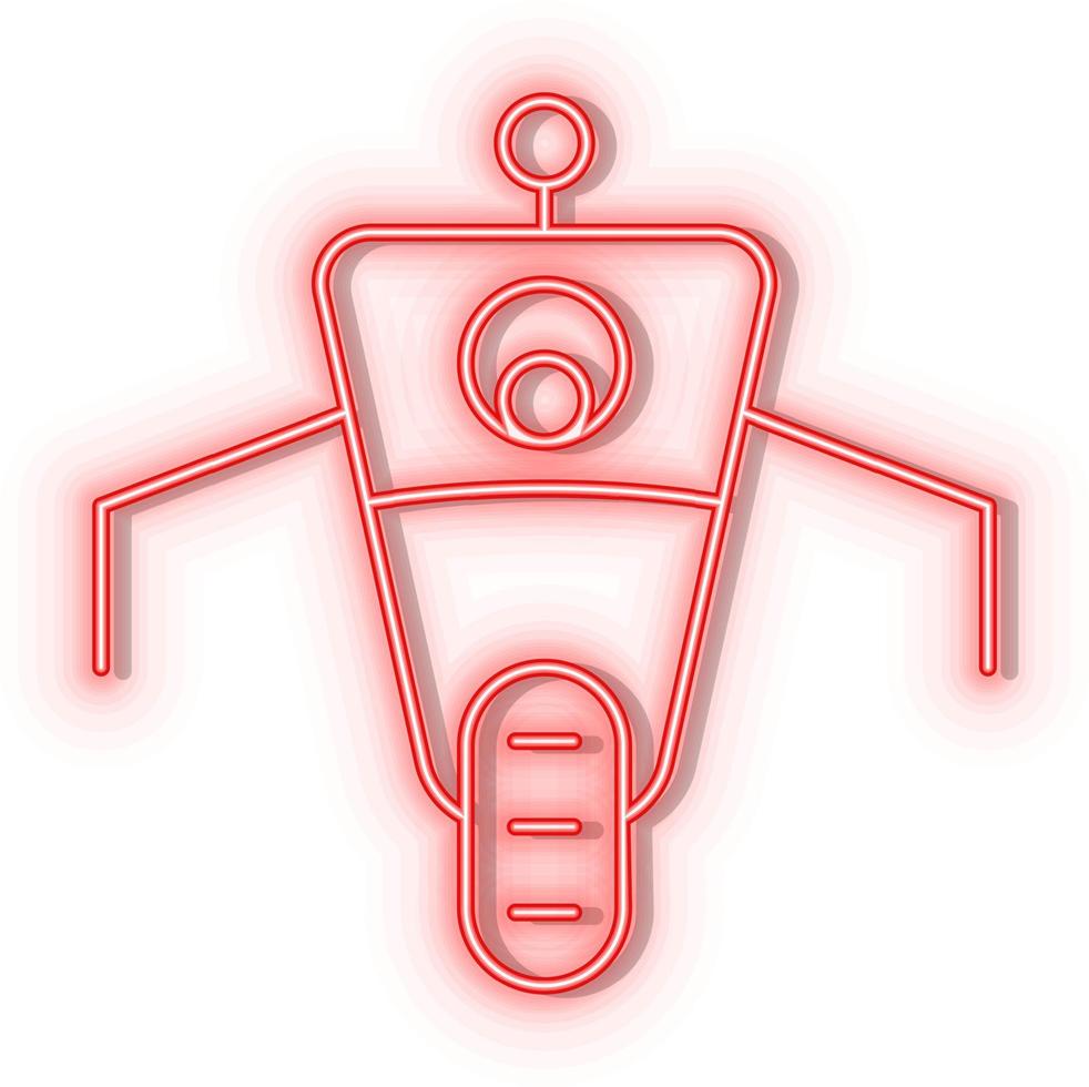 Retro style red neon vector icon robot, car red neon icon.