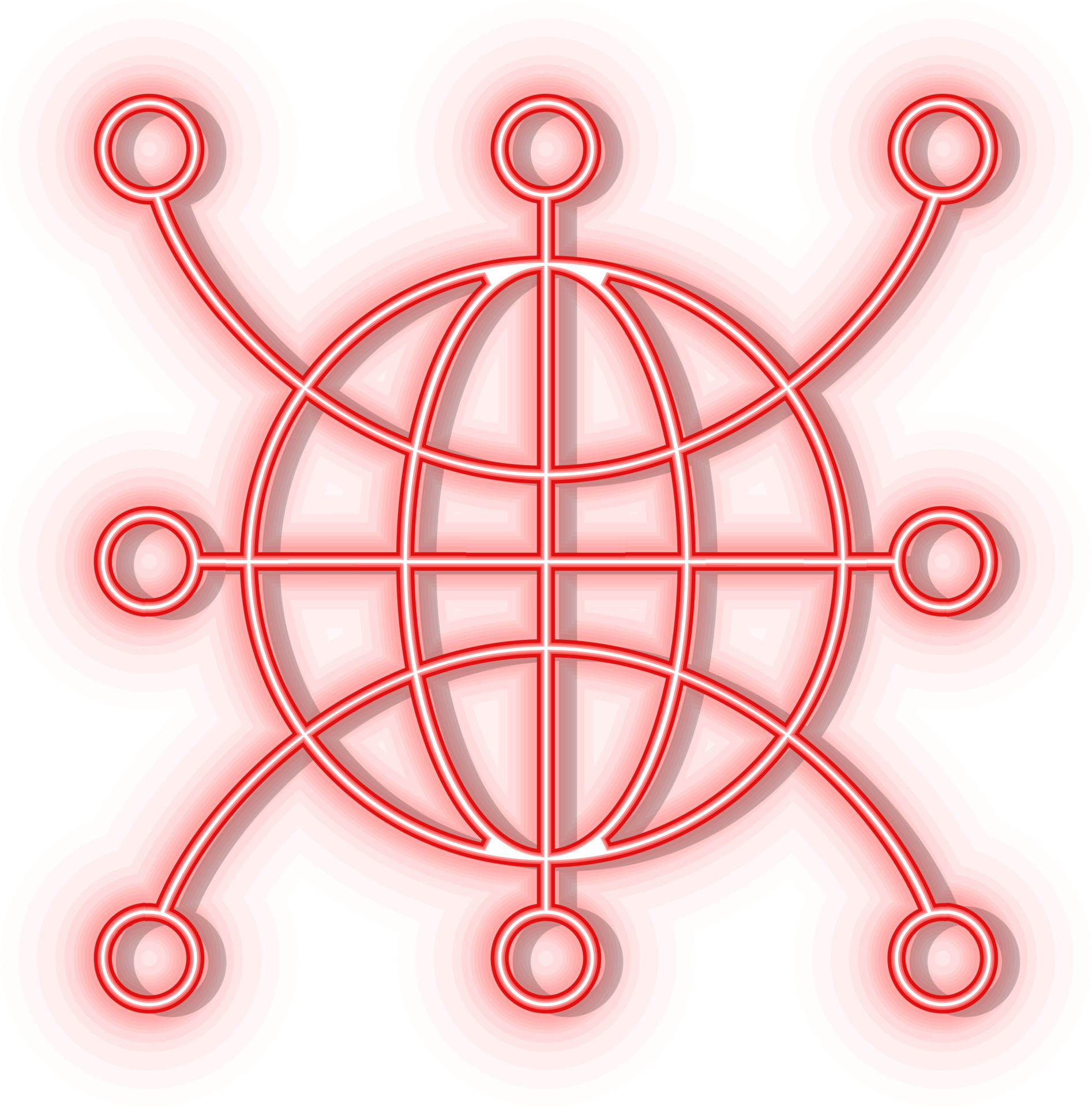 Retro style red neon vector icon web, global, network, world red neon